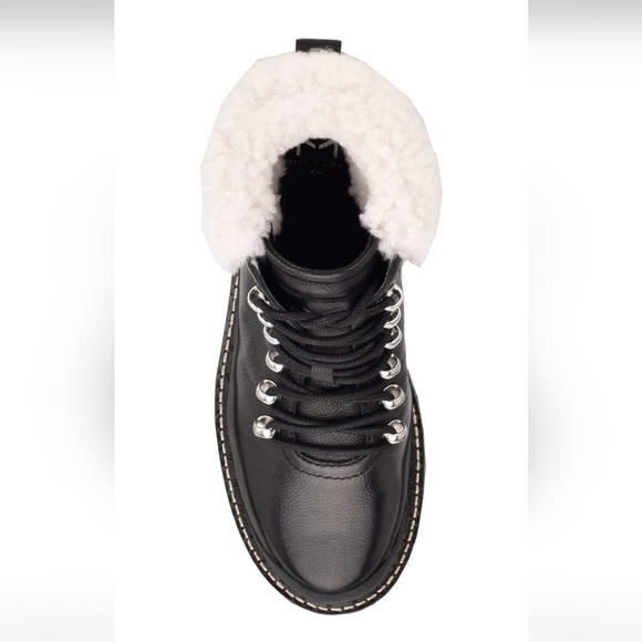 Marc Fisher LTD Cade Genuine Leather Shearling Cuff Lace-Up Boot Size 9 #465 - Picture 5 of 7